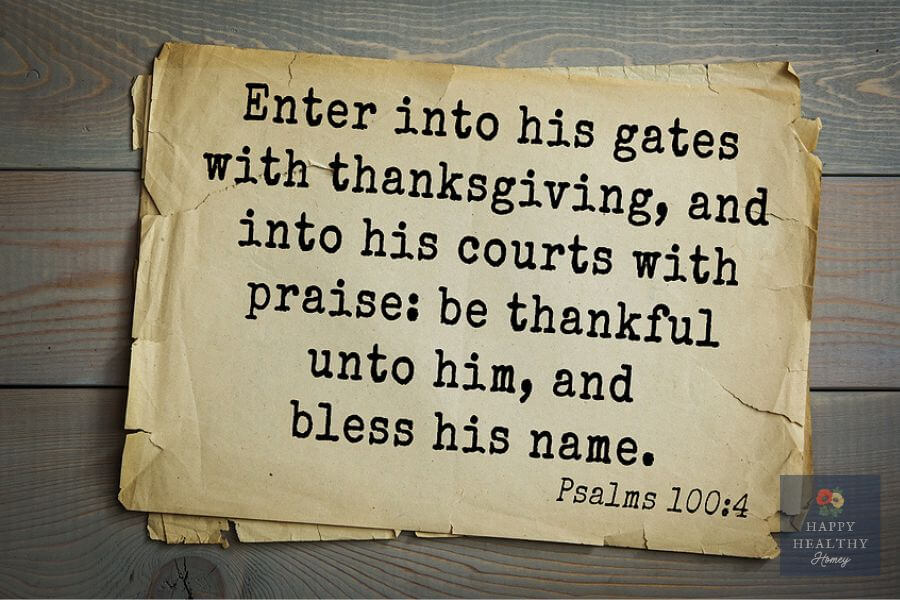 “Psalm 100:4 Scripture graphic on vintage paper background, encouraging thanksgiving and gratitude.”